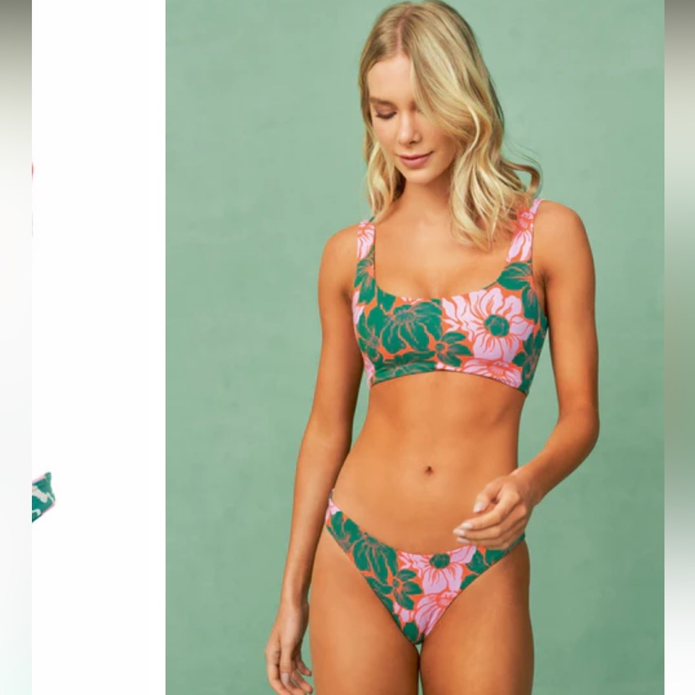 Maaji floral stamp 4 way reversible bikini top and bottom Large